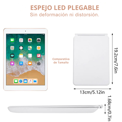 Espejo de Maquillaje Plegable con Luz LED Táctil