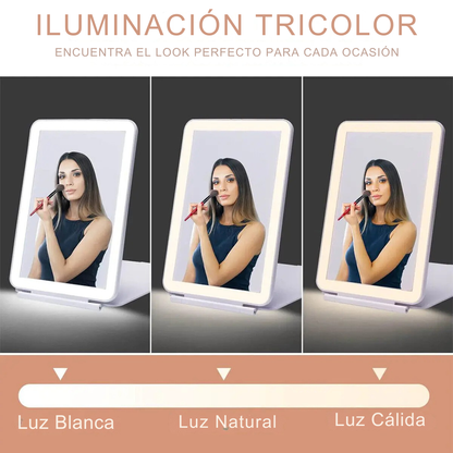 Espejo de Maquillaje Plegable con Luz LED Táctil